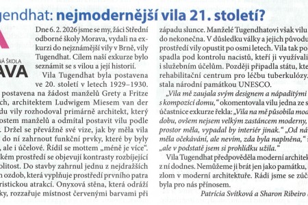 Černoviny - článek žákyň z 3.A o vile Tugendhat