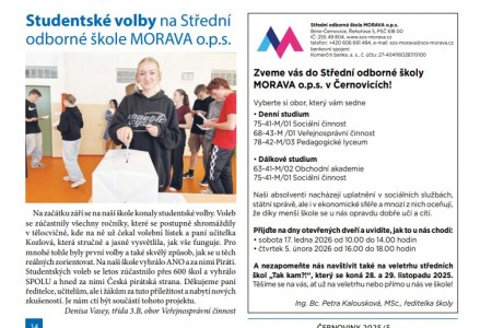 Studentské volby i pozvánka na dny otevřených dveří - Zpravodaj Černoviny 10/25