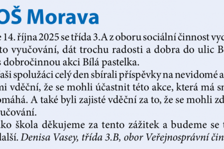 Článek naší studentky ve Zpravodaji Černoviny 2025/6